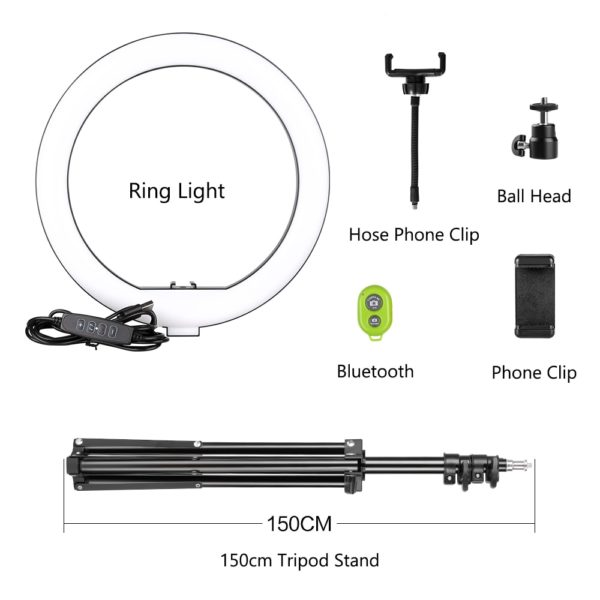10inch LED Ring Light Photography Selfie Ring Lighting with Tripod Stand for Smartphone Youtube Makeup Video Studio Ring Lamp