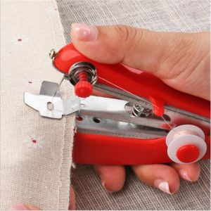 1Pc Red Mini Sewing Machines Needlework Cordless Hand-Held Clothes Useful Portable Sewing Machines Handwork Tools Accessories
