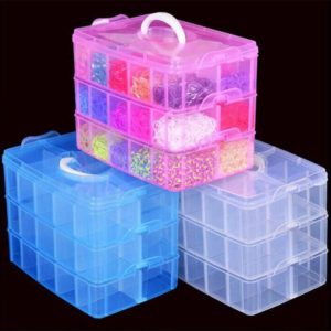 3 Layers 18 Compartments Clear Storage Box Container Jewelry Bead Organizer Case
